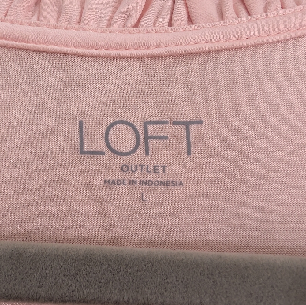 LOFT Large Apricot Tie-neck Blouse - Picture 3 of 3